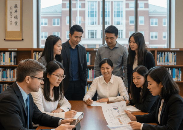 A professor marks up a paper while Chinese Translation Services in New Jersey refine academic terminology and tone.