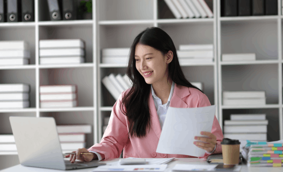 A translator completes a fast, affordable legal review using Translation Services in Newark, checking names and dates.