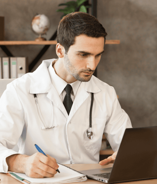 Doctor using Certified translation services for patient records to support clear healthcare communication.