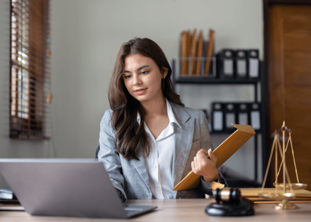 Lawyer reviews a contract with Portuguese Translation Services in New Jersey for certified legal filing accuracy.